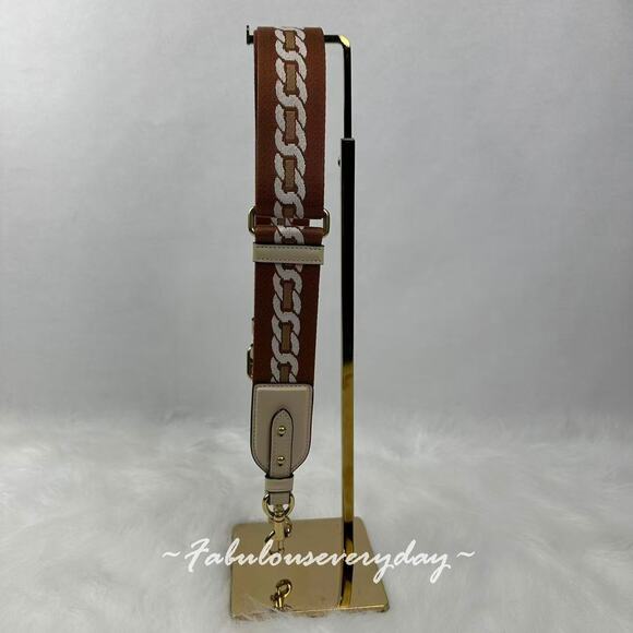 Coach Strap With Chain Stripe In Nylon/Brass/Ivory C3619 NWT - Picture 3 of 7